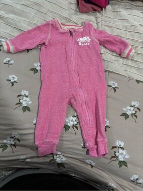 Roots Pink Zippered romper 6-12